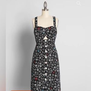 Cute Modcloth Black Seashell seashore print Fit and Flare Dress NWT size 10